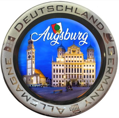 Magnet-Teller Keramik "Augsburg" Rathaus, Ø65mm
