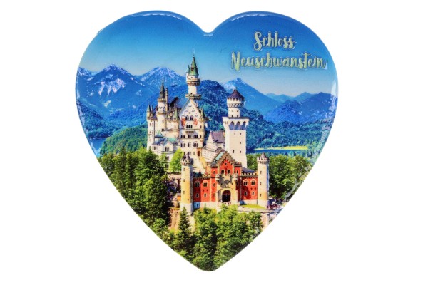 Herz Magnet &quot; Schloss Neuschwanstein&quot; Melamin 7,5cm
