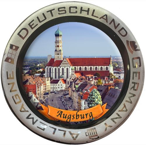 Magnet-Teller Keramik "Augsburg" St.Ulrich und Afra, Ø65mm