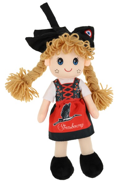 35cm Kuschelpuppe "Strasbourg" Mädchen, Druck auf Schürze