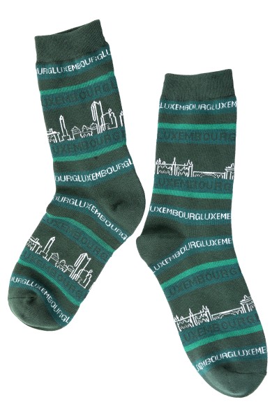 Sockenpaar "Luxembourg", Größe: 35-41, grün, Skyline, 80%Baumwolle, 18%Polyamid
