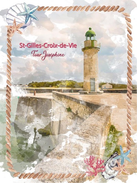 Fotomagnet &quot;Saint Gilles Croix de vie&quot; Aquarell, 5.5*8cm