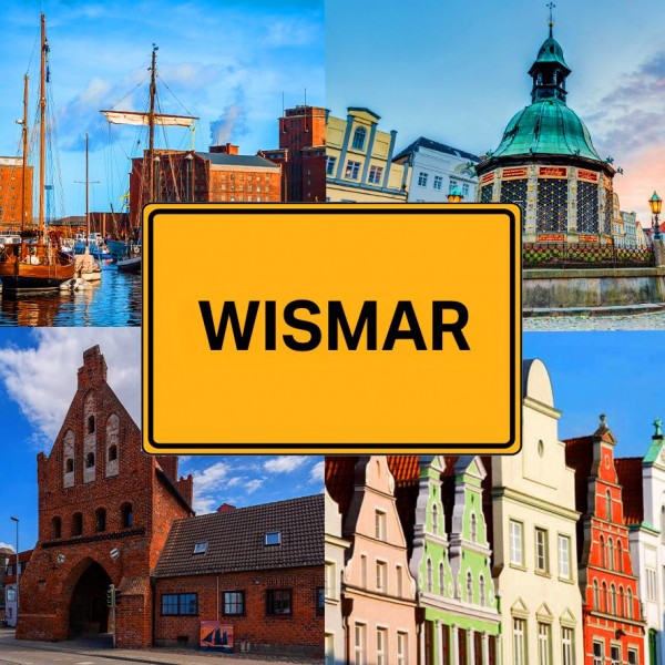 Fotomagnet "Wismar" 75*75mm, Ortsschild