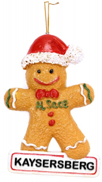 Poly Lebkuchenmann &quot;Kaysersberg&quot; mit Hänger, Weihnachtsmütze, 6,5cm