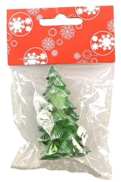 Poly Tannenbaum, weiße Spitzen, Höhe: 6,5cm, in Plastikbeutel