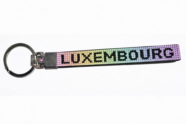 Strass Schlüsselanhänger "Luxembourg" Regenbogenfarbe, ca. 16cm