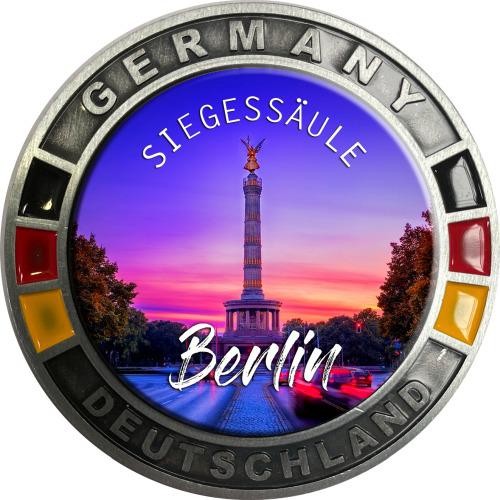 Metallmagnet GERMANY "Berlin" flach rund, Siegessäule