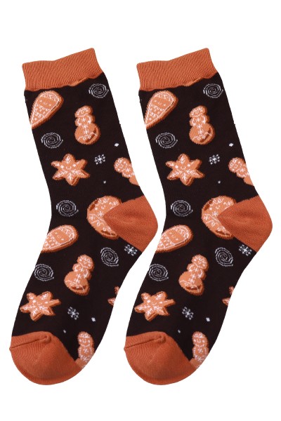 Sockenpaar weihnachtlich "Lebkuchen" braun, Größe: 41-46, 80%Baumwolle