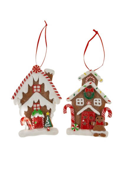 Soft PVC Anhänger Lebkuchenhaus 8,6x11,7cm, Weihnachtsbaum, 2fach sort.