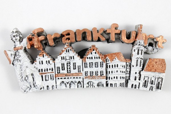 Magnet &quot;Frankfurt&quot; weiß, bronzene Schrift