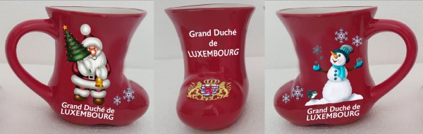 Weihnachtstasse Stiefel rot "Grand Duché de Luxembourg"