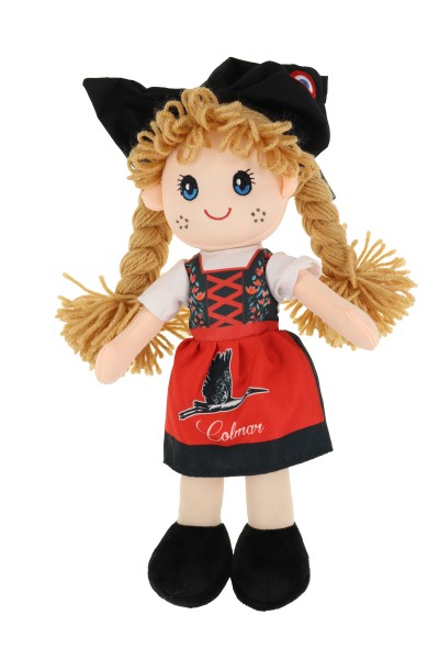 25cm Kuschelpuppe "Colmar" Mädchen, Druck auf Schürze